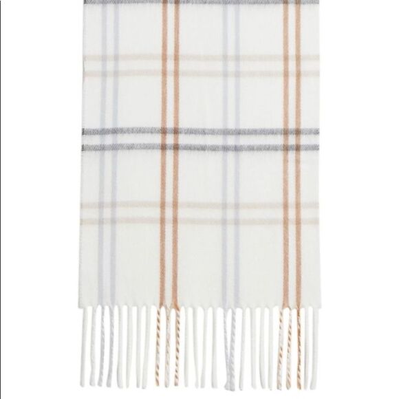 Steve Madden Plaid Ivory Fringe Muffler Scarf NWT - Picture 1 of 5